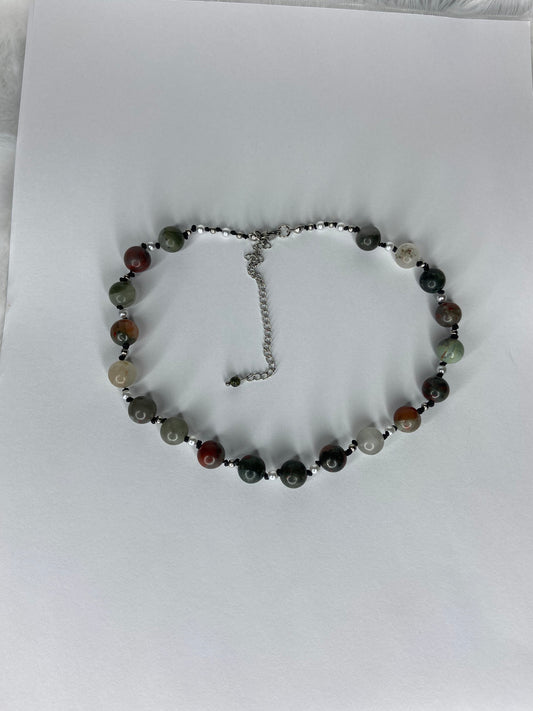 Handmade Bloodstone Beaded Choker Necklace - Candmjewelrydesigns