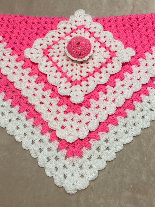Baby blanket with cupcake lovey, handmade crochet blankets.